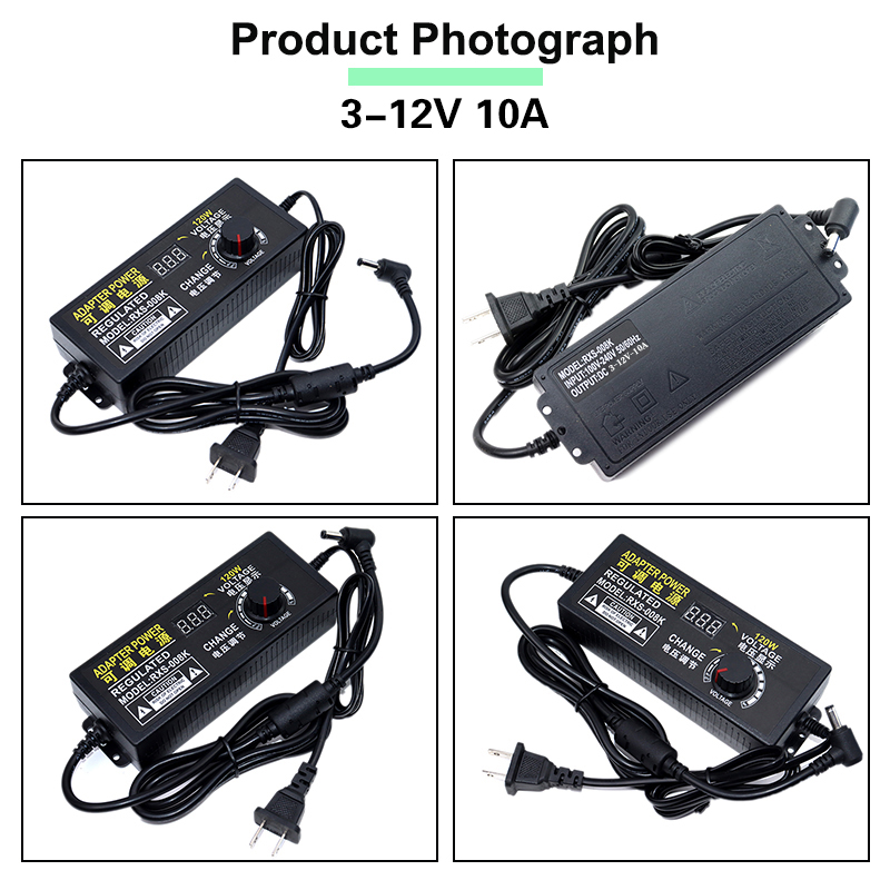 AC DC Adjustable Power Supply 3V 5V 6V 9V 12V 2A 3A 5A 10A AC/DC Switching Powe Supply Adapter Universal 220V To 12V Volt Adapte