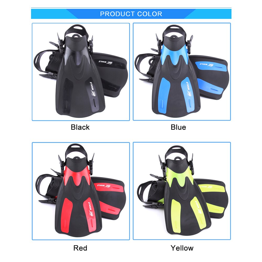 Aletas de buceo de snorkel aletas de natación cortas para adultos aletas de natación con talón ajustable equipo de deportes acuáticos aletas de natación