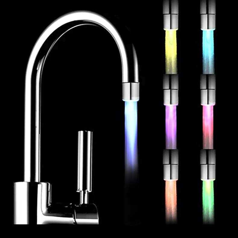 1 pièces LED robinet lumineux robinet buse RGB couleur lumière clignotante température aérateur économie d'eau cuisine salle de bain accessoires