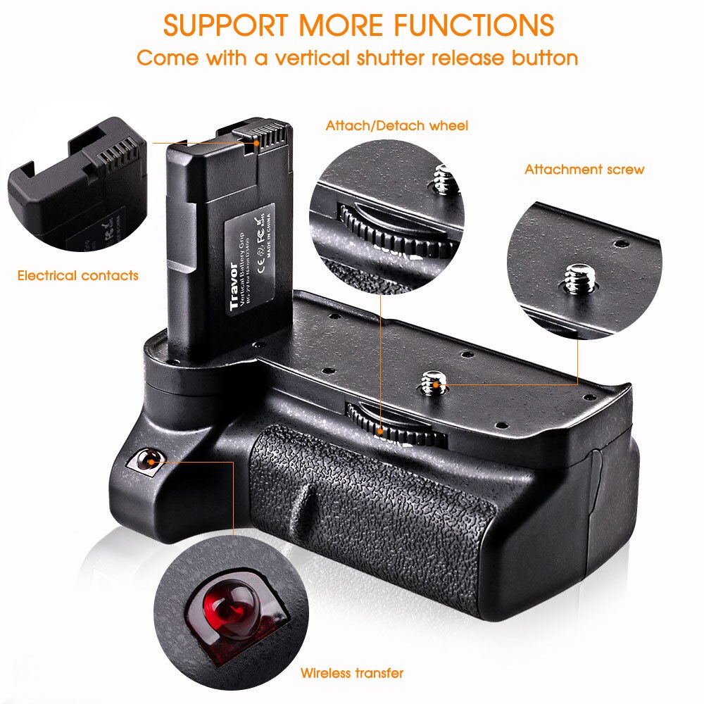 Luidspreker vod halfrond Travor verticale batterij grip voor Nikon D3400 DSLR Camera werk met  EN-EL14 batterij – Grandado