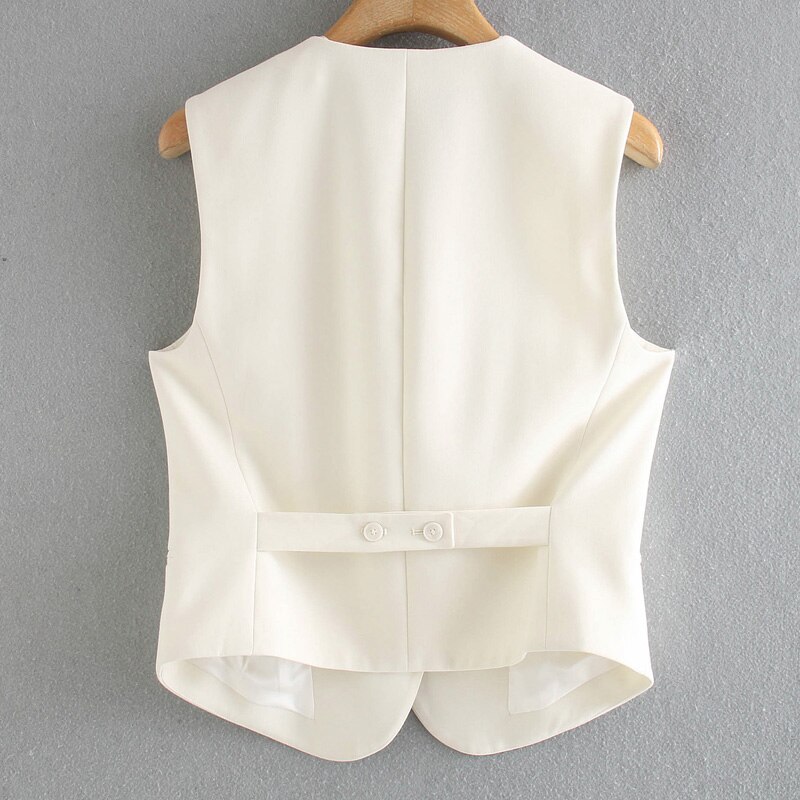 Fandy lokar gilets décontractés à col en v pour femmes, manteaux solides à simple boutonnage pour femmes, gilets courts à poches pour femmes, dames gaa