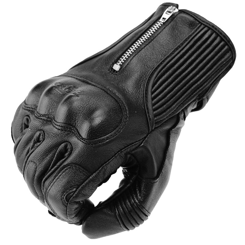Motorfiets retro leren handschoenen scooter cafe bobber handschoen touchscreen rits open