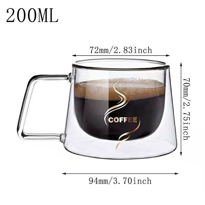200ml Simple Double-Layer Transparent Heat-Insulated Glass Coffee Mug Double Wall Glass Cup Vacuum Cup for