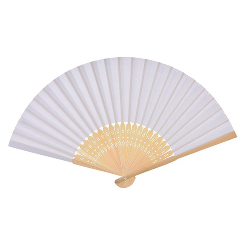 White Color 50 pcs Summer Chinese Hand Paper Fans Pocket Folding Bamboo Fan Wedding Hand Fans Folding Chinese Fans