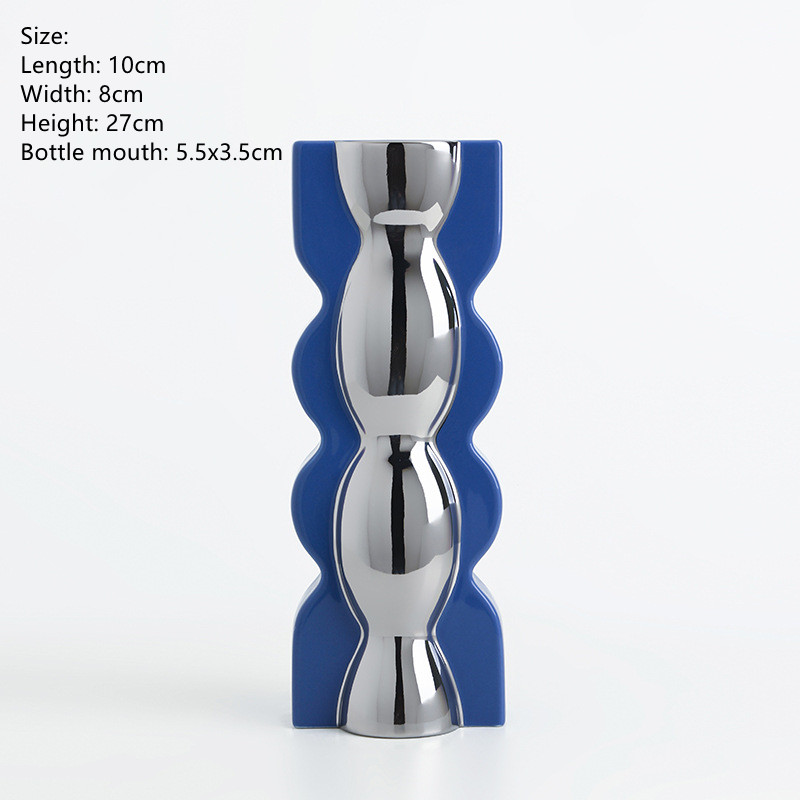 Medieval Memphis Vase Decoration Living Room Flower Arrangement Porch Art Home Soft Decoration Flower Device: C