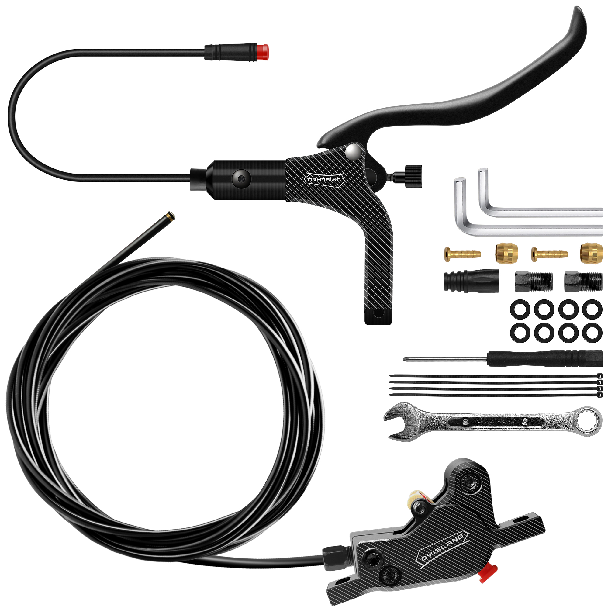 DYISLAND LD200 2 Kolben E-Fahrrad Hydraulische Scheibenbremse einstellen 2Stift Energie aus Elektrische Fahrrad Hydraulische Scheibenbremse Mit Montage Werkzeug: Gelb