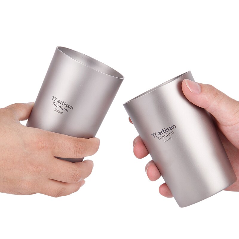 Tiartisan Outdoor titanium beer mug portable double insulated coffee mug tea drinking mug double wall 300ml