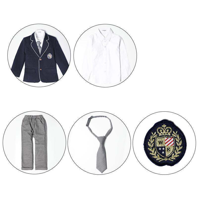 Barn brittisk skoluniform pojkar flickor kavaj grå kjol shorts barn dagis uniform grundskolekläder set: Pojkset 3 st / 160cm höjd