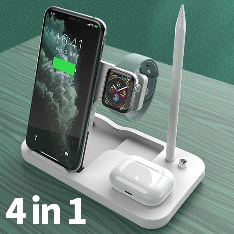 15W Qi Snelle Draadloze Charger Stand Voor Iphone 12 11 Pro Xr X 8 4 In 1 Opvouwbare Opladen dock Station Voor Apple Horloge Airpods Pro