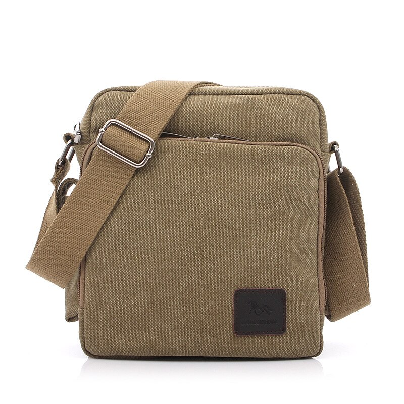 Korean canvas diagonal bag men's outdoor multifunctional shoulder bag wallet: Khaki