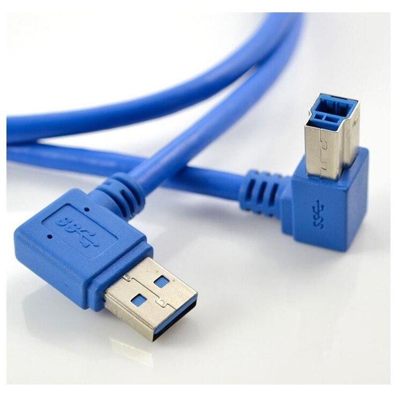 LBSC 3Ft USB 3.0 A male plug 90 degree right angle - USB 3.0 B male right angle Cable