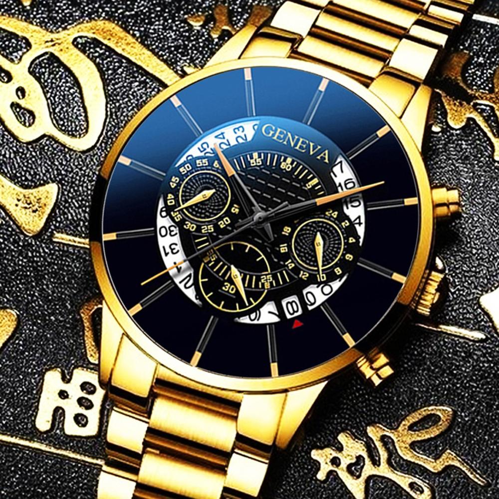 Luxe mannen Mode Zakelijke Kalender Horloges Top Goud Roestvrijstalen Gaas Riem Analoge Quartz Horloge relogio masculino f1