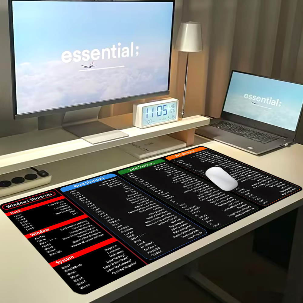 Excel Shortcuts Mouse Pad Large Office Desk Mat for Office Including English Spanish French Korean Portugal Russian