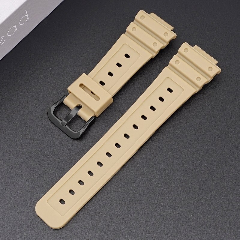 Bracelet de montre en caoutchouc pour Casio AQ-S810W/S800W AE-1000W SGW-400H/300H/500H W-735H, Silicone noir, boucle ardillon: Khaki 02