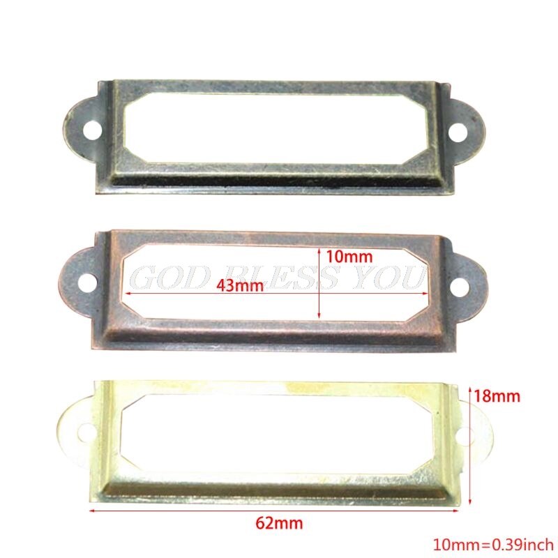50 Pack Office Library File Drawer Cabinet Card Tag Label Holder Metal Frame