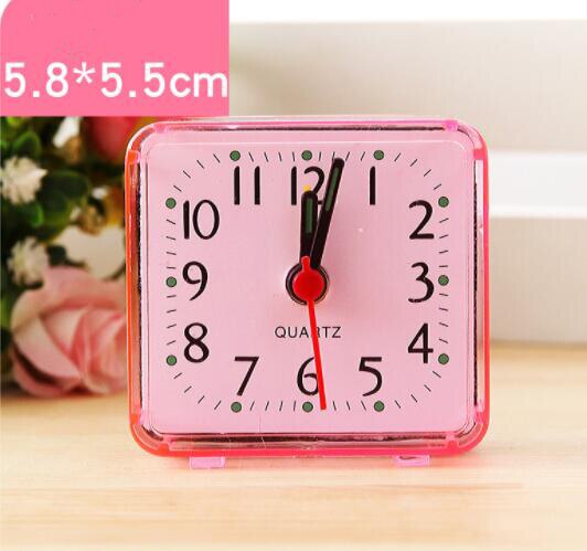 Square table clock Small Bed Compact Travel Quartz Beep desk Clock Cute Portable electronic desk clock masa saati: pink