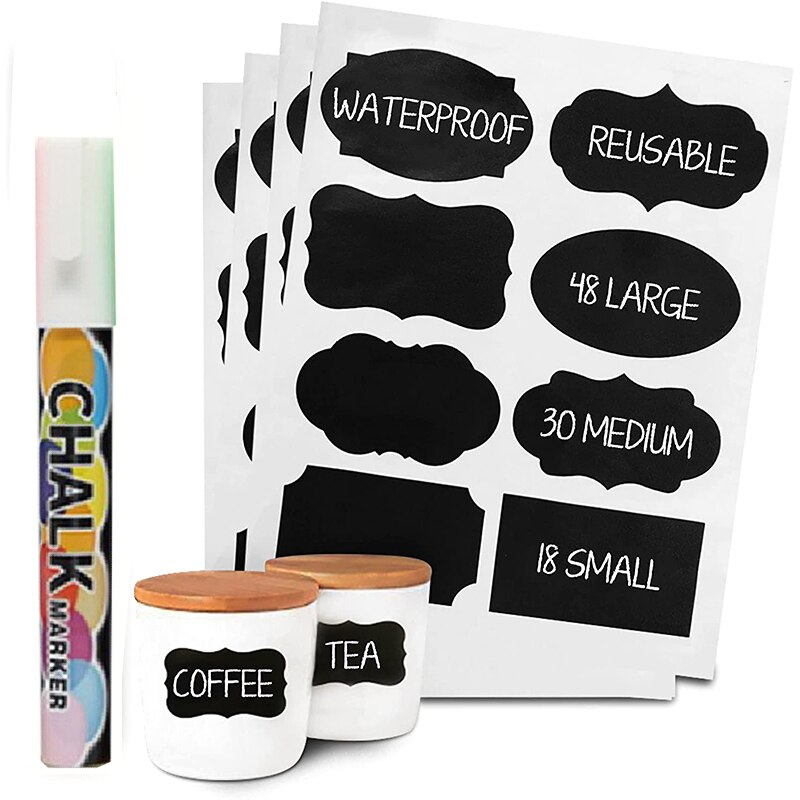 Chalkboard Labels Bulk Erasable Chalk Board Jar Labels Removable Waterproof Blackboard Sticker Label for Jars Glass Bottle Kids