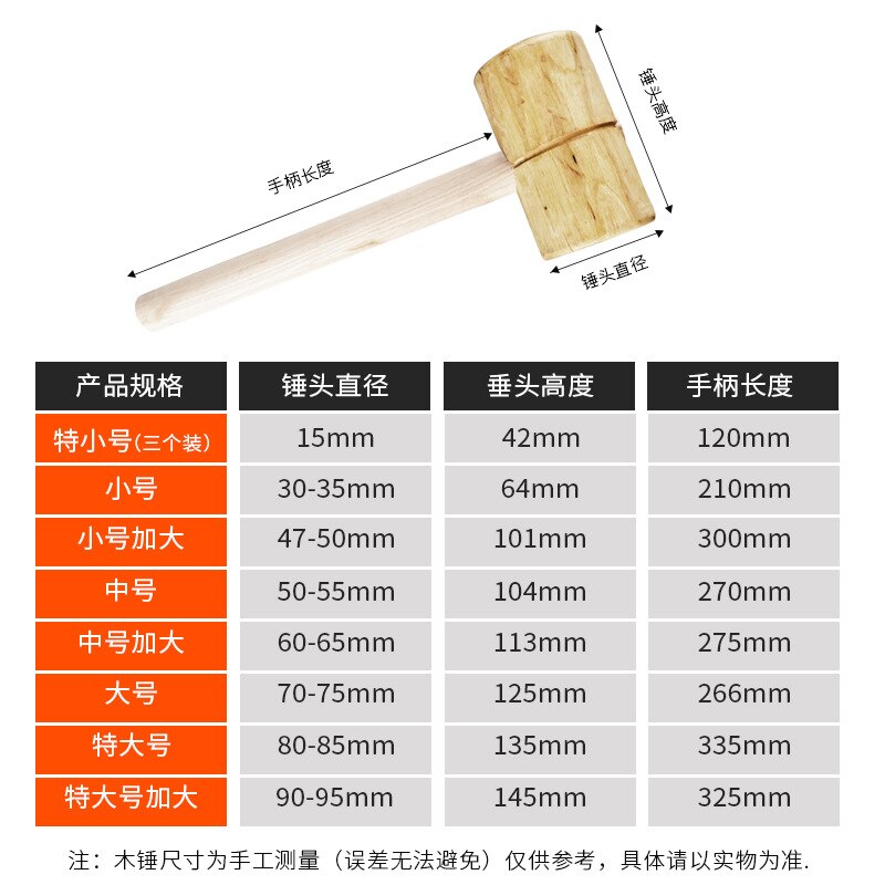 Trähammare liten trähammare träbearbetning massivt träklubba rundtå träklubbor hushållshandgjorda trähammare träh