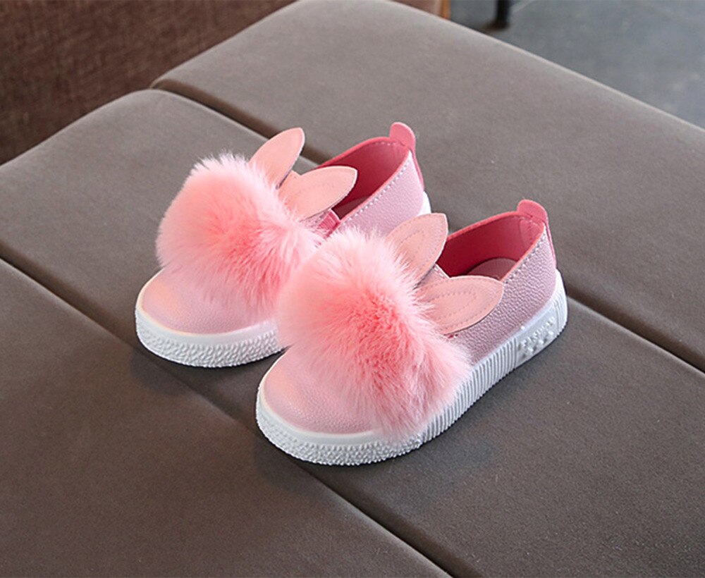 Toddler Children Kids Baby girls boots Rabbit ears Fur Sneaker Girls Cute Bunny Soft Anti-slip Shoes bottes enfant fille: Pink  / 5.5