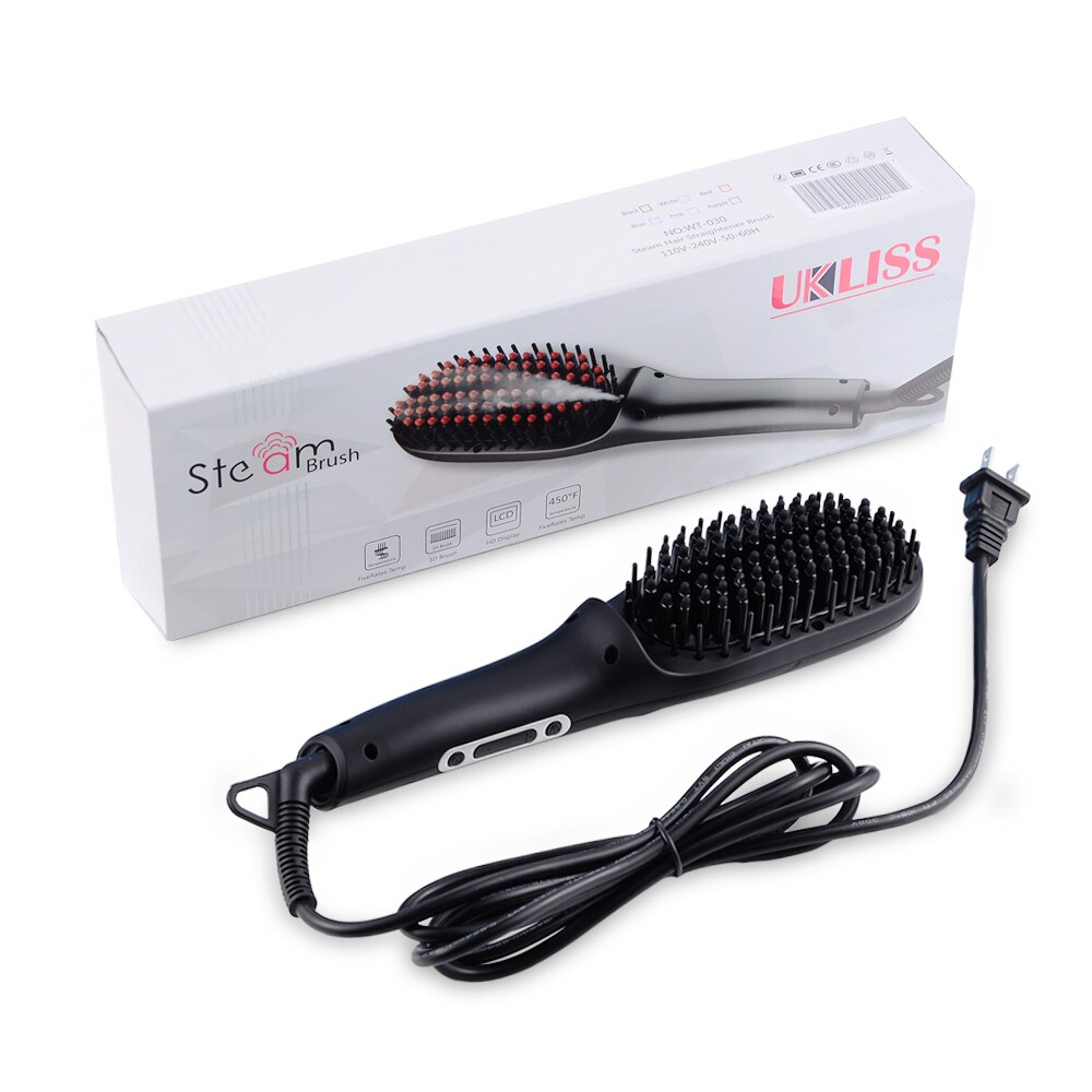 Cepillo alisador de pelo a vapor para hombres, peine , cepillo alisador de barba, herramientas rectas, rizador de pelo, cepillos calentados, plancha plana