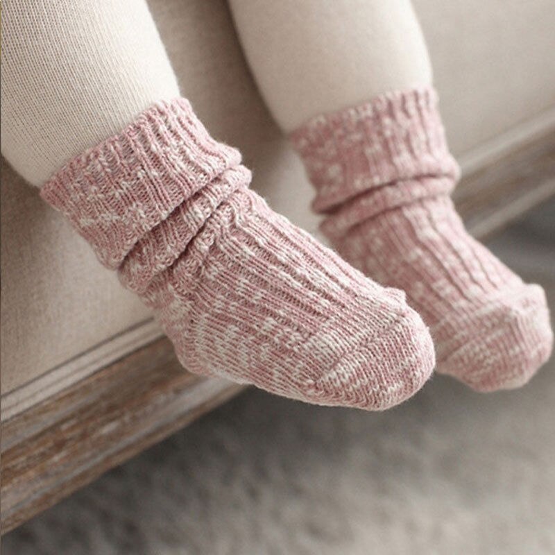 Kids Socks Cotton Baby Anti Slip Soft Socks Solid Color Autumn Winter Warm Casual For Boy Girl Toddler 0-4T