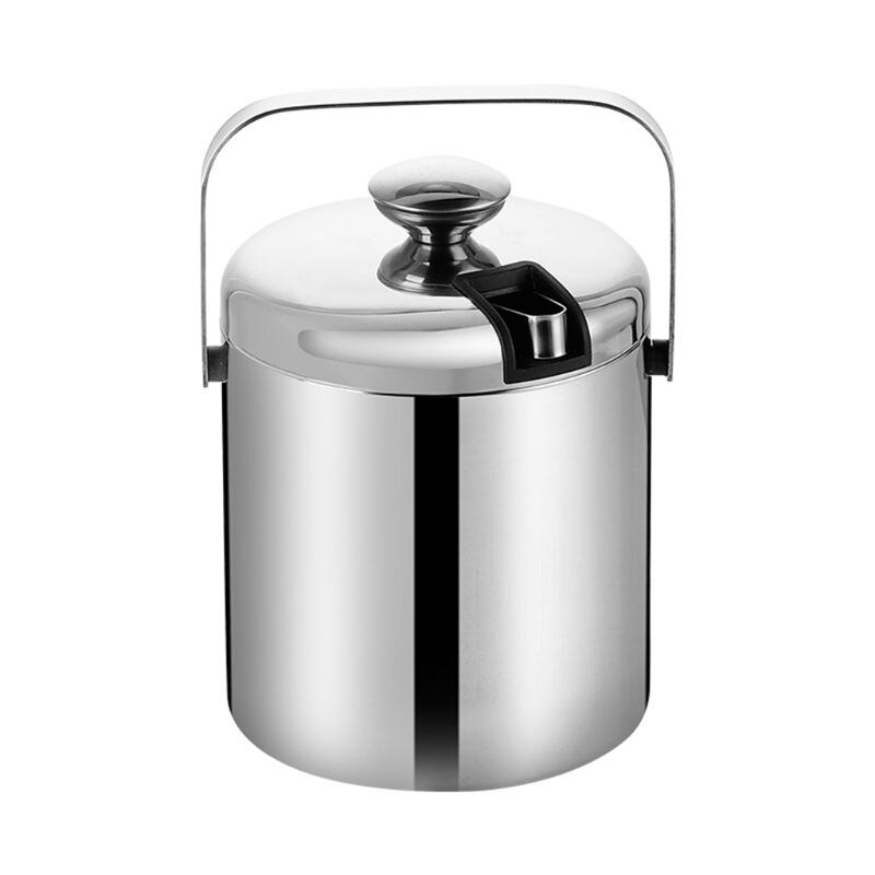 Double-Wall Stainless Steel Insulated Ice Bucket with Lid Tong Handle for Home Bar Chilling Beer Champagne Wine