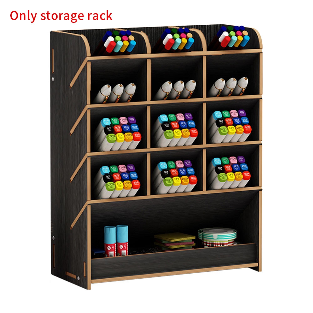 DIY organizador para escritorio de oficina almacenamiento multifunción gran capacidad hogar partes separadas soporte de madera para bolígrafo Rack con cajón estudio