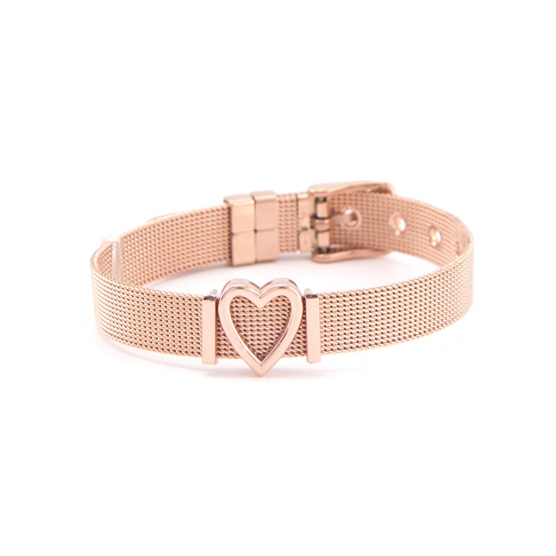 Somsoar Jewelry Color Mesh Bracelet Set with Heart Slide Charms Stainless Steel Bracelet as Valentine's day