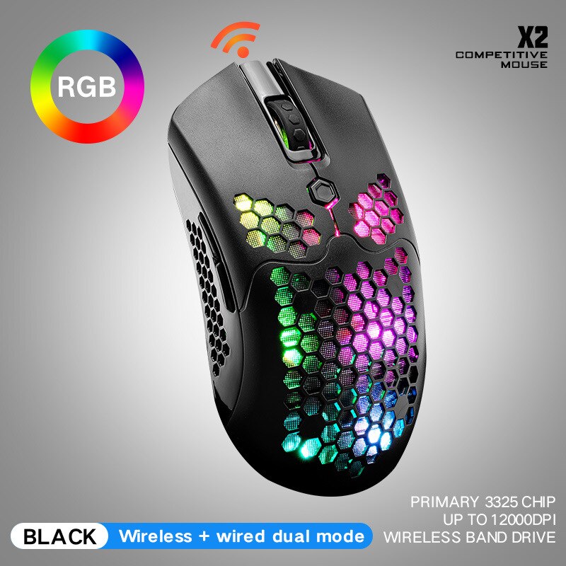 Free Wolf X2 Wireless Mouse RGB Dual-Mode Game Machinery Gaming Chicken hong dian nao Laptop Mouse Cross Border