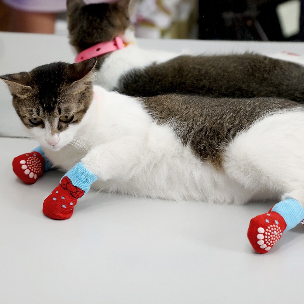 Honden Kat Schoenen Anti-Slip Gebreide Sokken Hond Sokken Dikke Warme Poot Protector Hond Sokken Booties Huisdier Accessoires voor Puppy Kitten