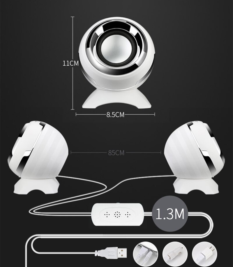 3.5Mm Computer Speakers Bedrade Usb Aux Bass Hoorns Luidspreker 360 ° Surround Stereo Geluid Voor Laptop Desktop Telefoon Mini speaker