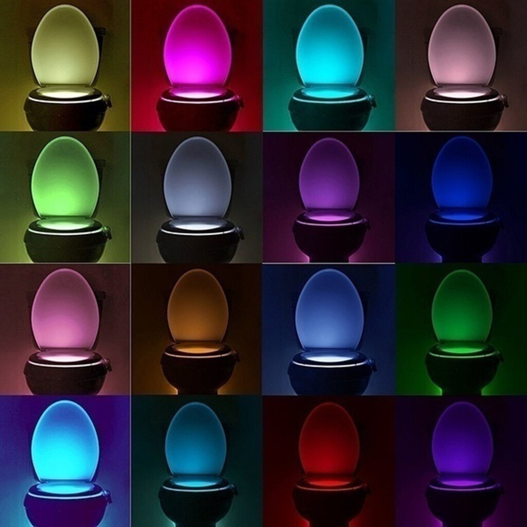 Led toalett bad natt autoaktivert sensor 8- farger /16- farger setelys lampe