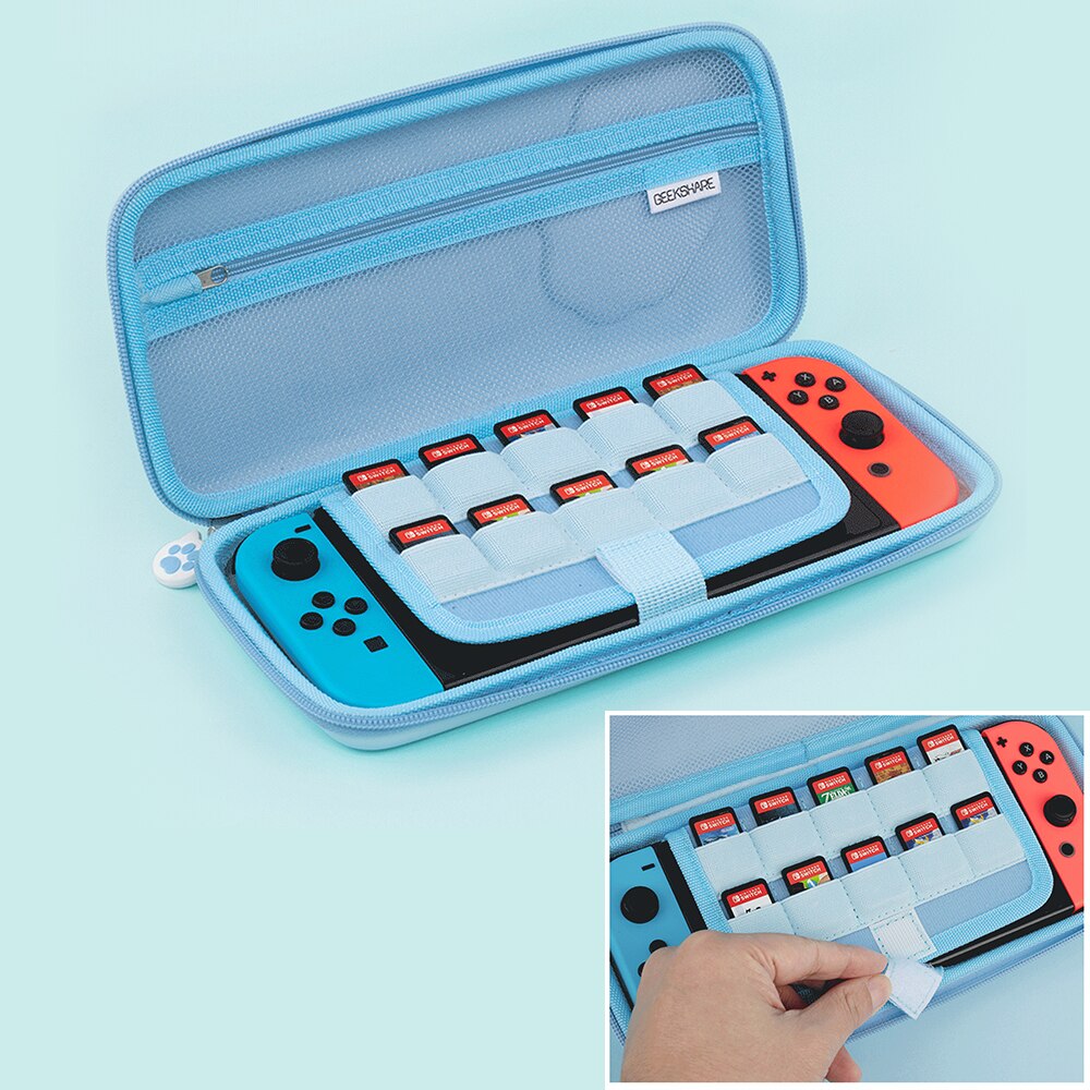 Bonita bolsa de almacenamiento con garra de gato para Nintendo Switch, funda de almacenamiento portátil, caja de carcasa dura para Nintendo Switch Lite, funda para consola