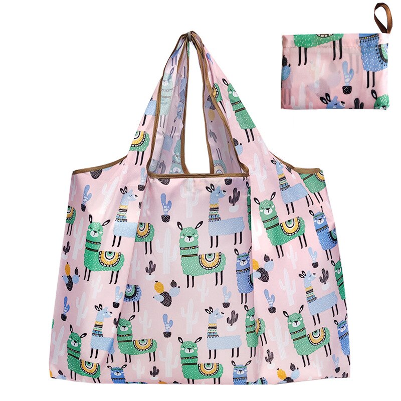 Thick Magic style Nylon Large Tote ECO Reusable Polyester Portable Shoulder Handbag Cartoon Folding Pouch Shopping Bag Foldable: H125