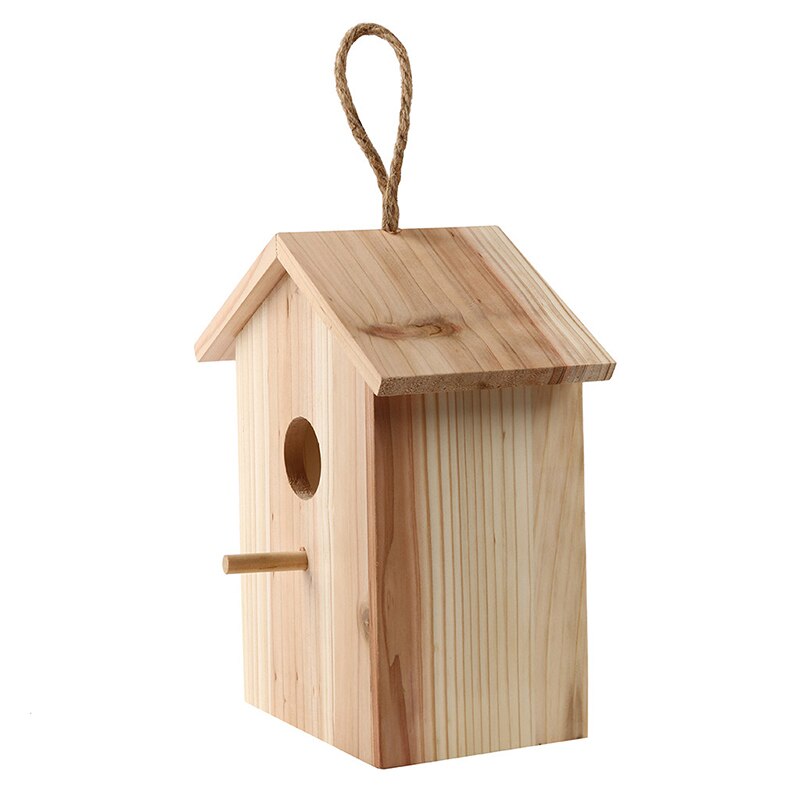DIY Bird Nest Wood Birds Nest Wooden Hanging Bird House Wall-Mounted Handmade Eco-friendly Birds Cage Outdoor Birdhouse Garden