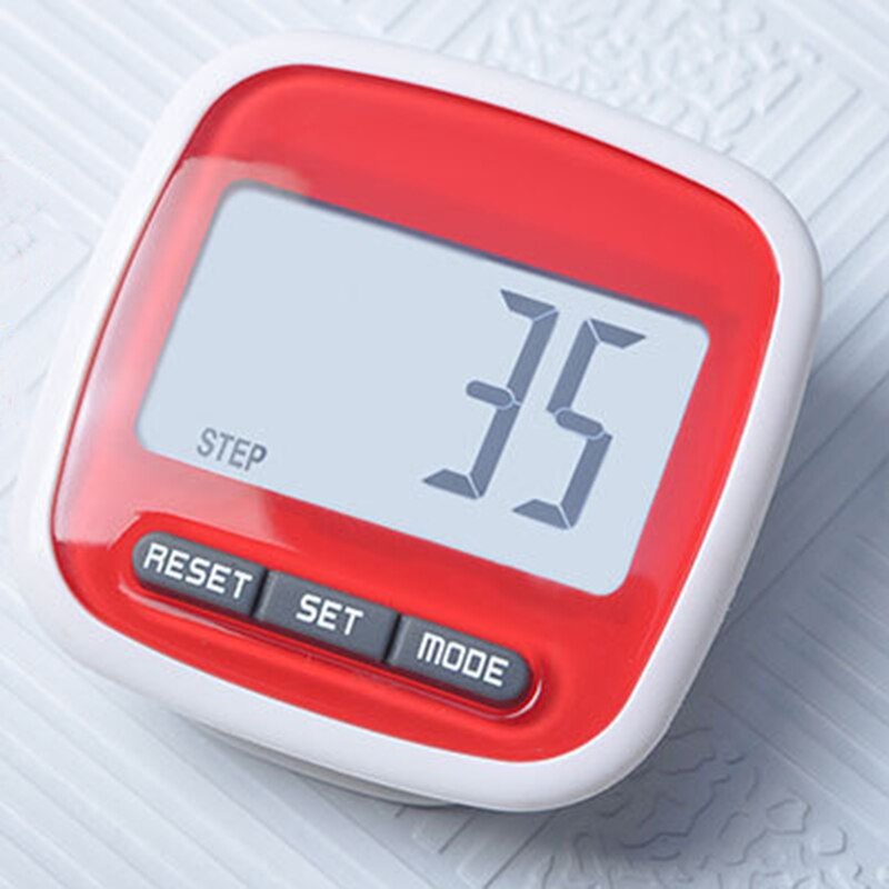 LCD ceinture pince podomètre marche pas compter KM Distance calcul compteur numérique podomètres Fitness équipement: Rouge
