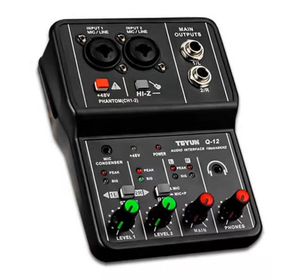 TeyunQ12 Audio Interface for Recording Computer Free Drive USB External Sound Card for Pc Pro Audio Equipment Video