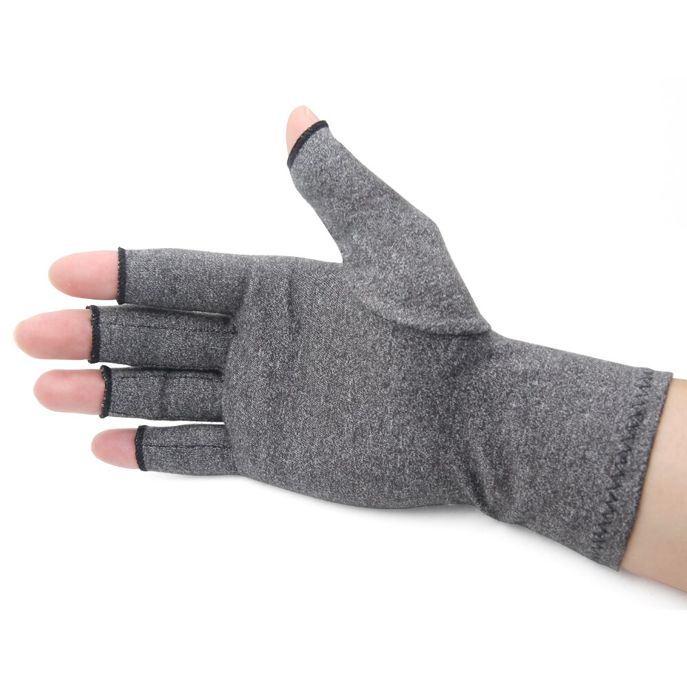 1 Paar Womens Mens Fiber Therapie Compressie Handschoenen Hand Artritis Gewrichtspijn Opluchting Half Volledige Vinger Polssteun Sport Veiligheid: gray B / S