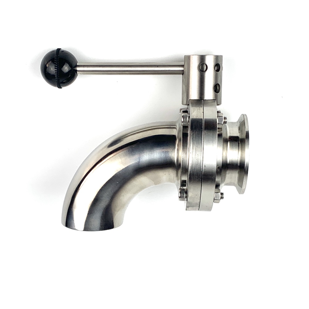 Butterfly Valve 2"(51mm)OD64mm , Tri - Clamp, SS304.