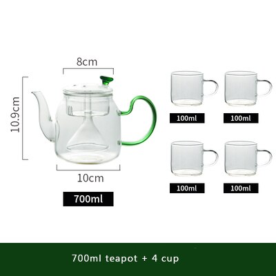 700/1400ml stor kapacitet glas te gryde kog te ware glas dampende tekande gaskomfur varmebestandig glas gryde vand kedel: 700ml tilsæt 4 kop