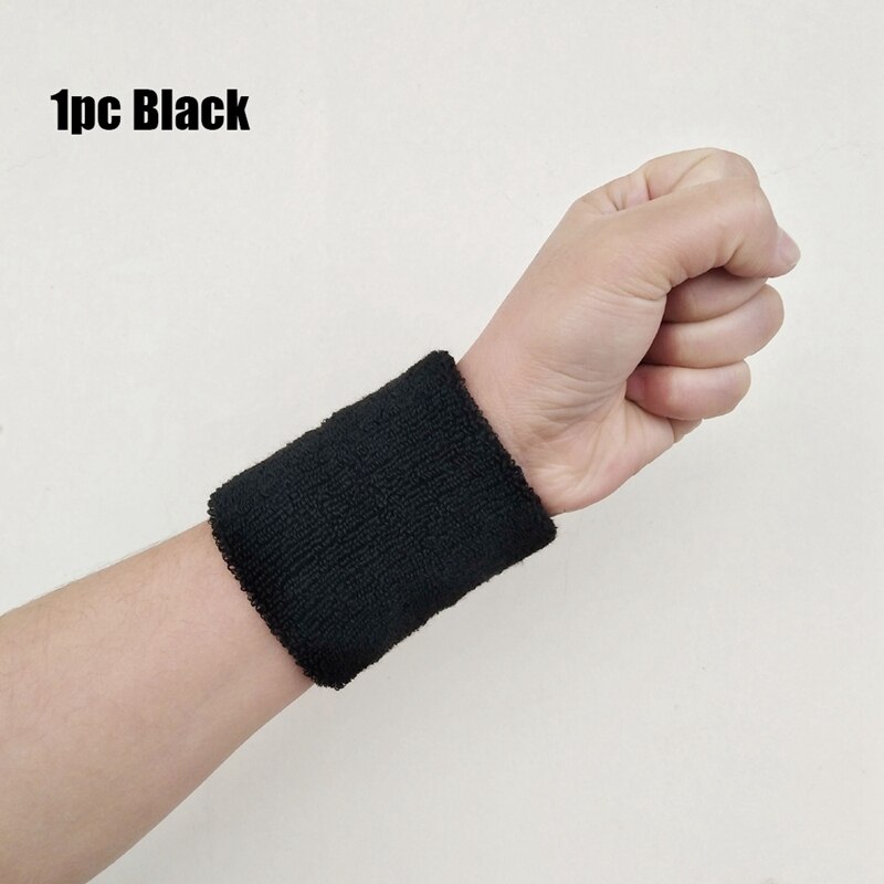 1PC Bunte Sport Schweißband Armbänder Baumwolle Faser Schweiß Handgelenk Guards Jugendliche Weichen Bequemen Hand Band Sport Zubehör: Black