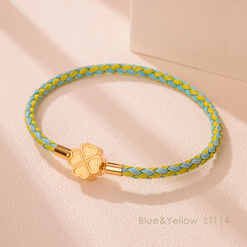 MOONLIGHT Mode Klassieke Klavertje Vier Armband voor Vrouwen Roestvrij Staal Gevlochten Armband Vrouwelijke Sieraden 10 Kleuren: 21cm / Licht Geel Goud Kleur