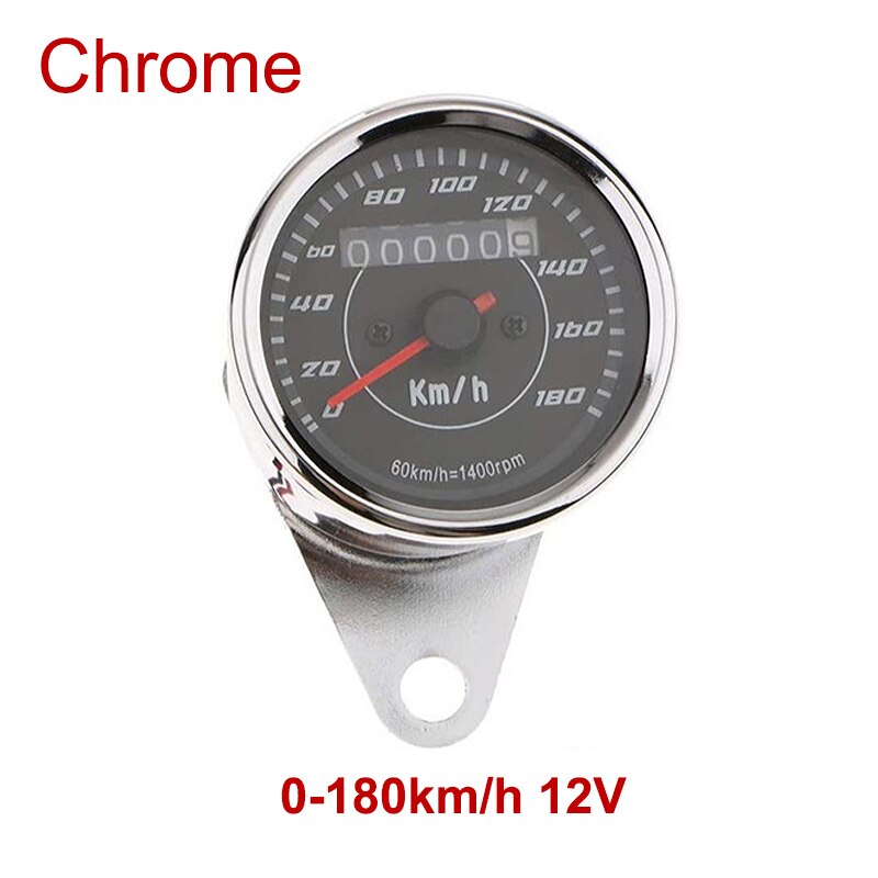 Motorrad Messgerät Geschwindigkeit Tachometer Auto Meter Auto Tachometer LED 12v Messer Universal- Motorrad Hintergrundbeleuchtung Umdrehung Zähler 0-13000 RPM Motorradanzeige Drehzahlmesser 12V Sporn Motormeter Meilenanzeige Auto: Chrom 0-180km h