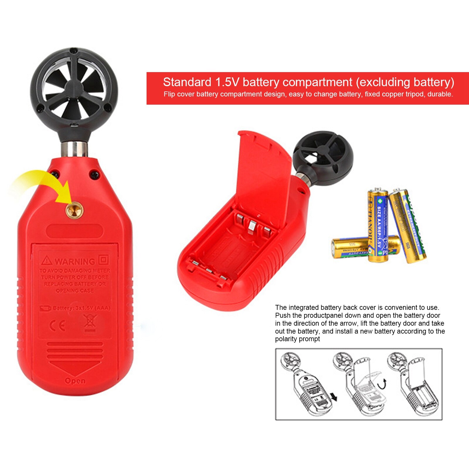 UT363BT Anemometer Digital Wind Speed Measurement Temperature Tester LCD Display Handheld Air Flow Speed Wind Meter Monitor