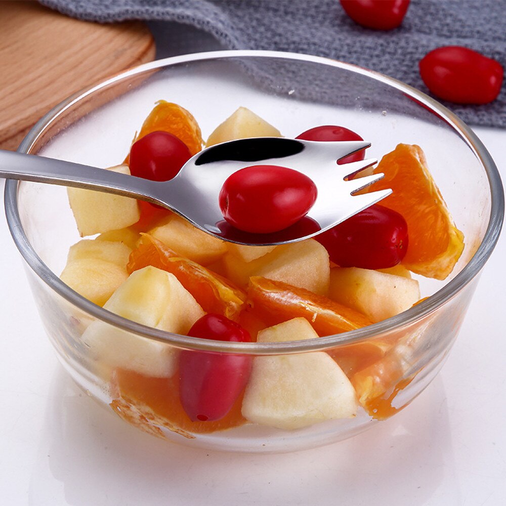 Kleurrijke Lepel Vork Handvat Fruit Vork Bestek Koffie Drinken Gereedschap Keuken Gadget L0822