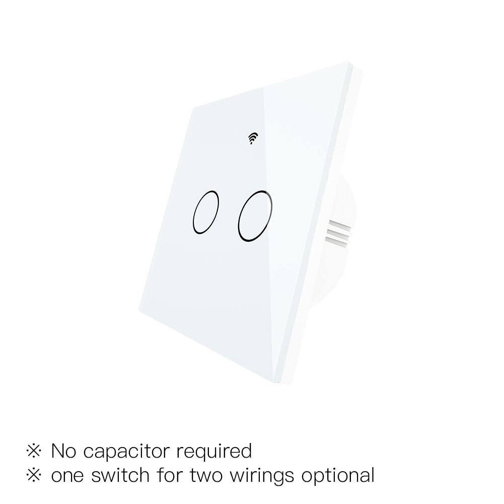 Zigbee-wand-touch-lichtschalter mit/ohne neutralleiter, ohne kondensator, kompatibel mit smart life/tuya, alexa und google hub erforderlich: 2 -fach-schalter weiß
