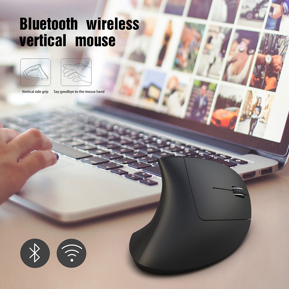 SeenDa Ergonomic Vertical Wireless Mouse Bluetooth Optical Mice for Laptop Notebook Computer Gaming Mouse 2400DPI Adjustable