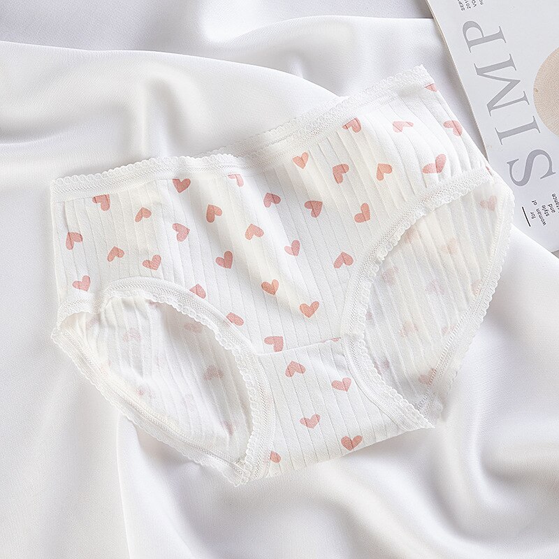 Cueca infantil de cintura média, cueca de algodão com rosca, calça triangular e macia para meninas