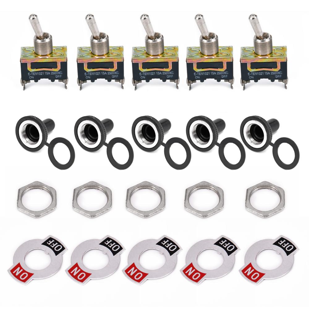 5Pc/SET Waterproof Toggle Flick Switch 12V ON/OFF Car Dash Light Metal 12 V SPST with Waterproof Boot spst Rocker Switch