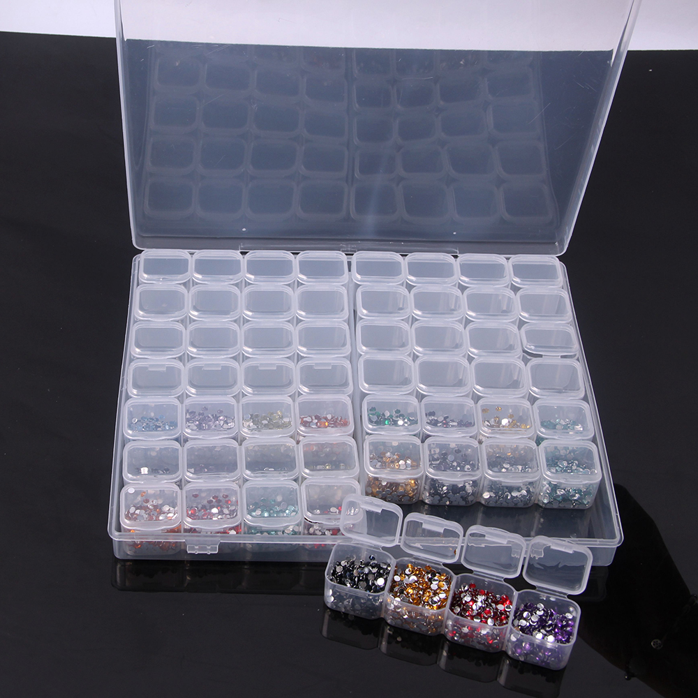 56 Grids Aparte Slots Lege Opbergdoos Clear Nail Art Rhinestones Diamant Schilderen Gereedschap Kralen Weer Storage Case Organizer